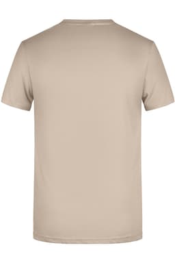 A beige men's T-shirt with a plain back design. The shirt has a standard fit and short sleeves.