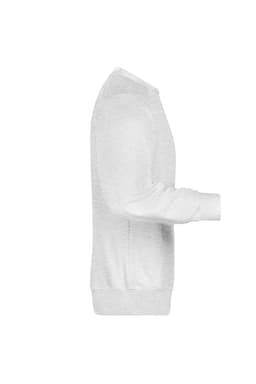 A light grey men's sweater with long sleeves and a ribbed hem. The design is simple and features a logo.