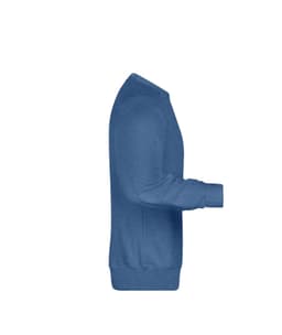 A blue men's jumper featuring a crew neckline and long sleeves, with a visible logo on the fabric.