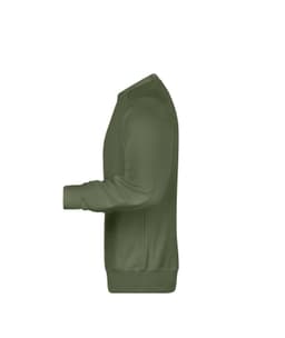A green men's jumper with long sleeves and a crew neckline, featuring a logo on the front.