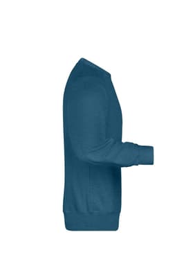 A men's jumper in a deep blue colour with a crew neck and long sleeves. It features a logo on the side.