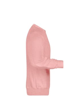 A pink men's jumper with long sleeves and a round neckline, featuring a subtle texture and a logo.