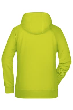 A bright yellow ladies hoodie featuring a hood and long sleeves, with a plain back and no visible branding.