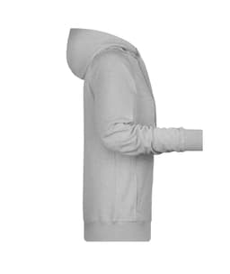 A grey ladies hoodie with a kangaroo pocket and a hood, featuring a fitted design and long sleeves.