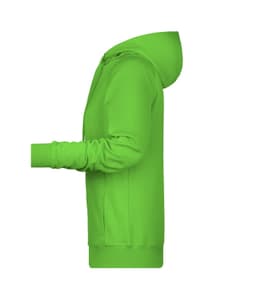 A green ladies hoodie with a hood, displayed from the side, featuring long sleeves and a simple design.