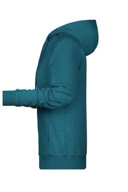 A teal ladies hoodie featuring a hood and long sleeves, with a simple design and no visible logos.