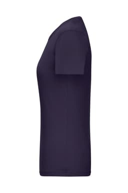 A ladies' T-shirt in a deep purple colour with a fitted design and short sleeves, featuring a logo.