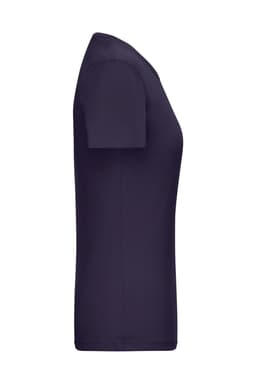 A purple ladies' T-shirt with a 1:1 rib design, featuring short sleeves and a fitted silhouette.