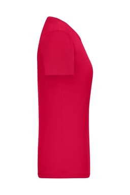 A red Ladies T-shirt with a 1:1 ribbed design, featuring short sleeves and a fitted silhouette.
