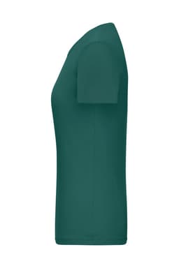A green ladies T-shirt with a 1:1 rib design, featuring a fitted silhouette and short sleeves.