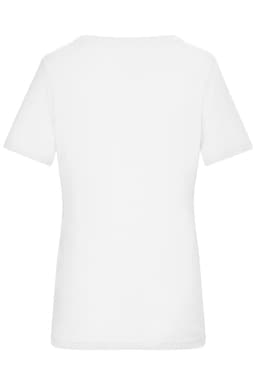 A white ladies' T-shirt with a 1:1 rib design, featuring short sleeves and a fitted silhouette.