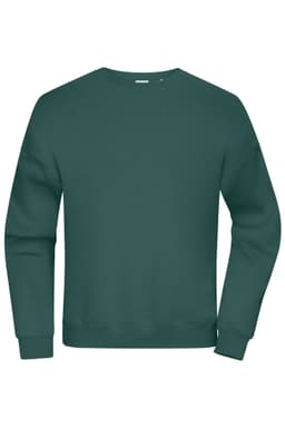 An oversized sweatshirt in a deep green colour, featuring long sleeves and a simple design. It has a logo on the front.