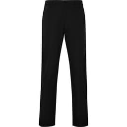 Black chinos with a straight leg design, featuring a waistband and minimal branding.