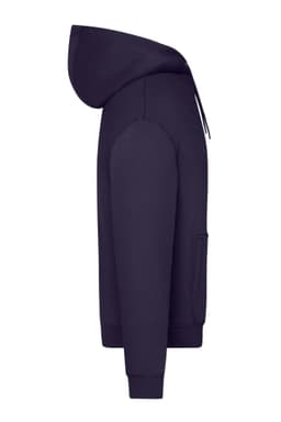 An oversized unisex hooded sweatshirt in navy blue, featuring a front pocket and hood design.