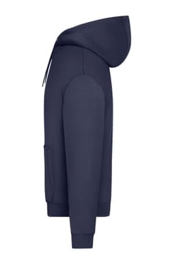 A navy oversized unisex sweat hoody featuring a hood, long sleeves, and a kangaroo pocket.