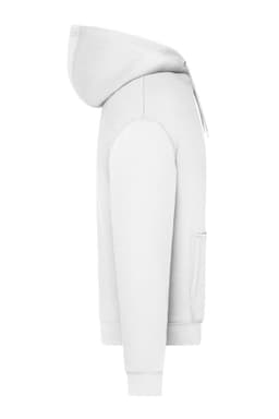 An oversized unisex hoody in light grey featuring a hood and side pockets. It has a logo on it.