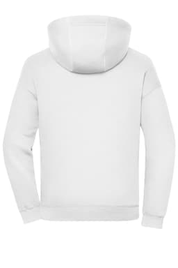 An oversized unisex hoody in white, featuring a spacious hood and long sleeves. Includes a logo.