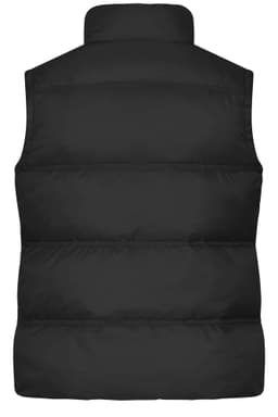 A black ladies winter vest featuring a padded design and high collar, with no distinct logos visible.