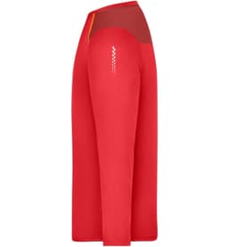 A long-sleeve men's running shirt in vibrant red with a contrasting panel and a small logo on the back.