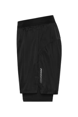Men's running shorts in black, featuring a mesh detail at the hem and a logo on the side.