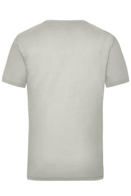 A light grey work T-shirt with short sleeves and a simple design. The shirt includes a logo on the back.