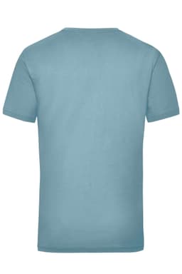 A blue work t-shirt featuring a plain back design and a fitted style, suitable for various work environments.
