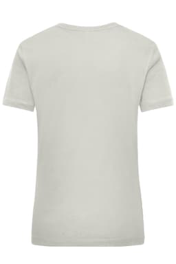 A light grey women's work t-shirt featuring a simple design and no visible branding on the back.