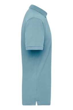 A light blue polo shirt for men, featuring a classic collar and short sleeves, with a logo on the front.