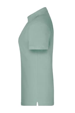 A light green ladies' polo shirt featuring a classic design and a logo on the chest.