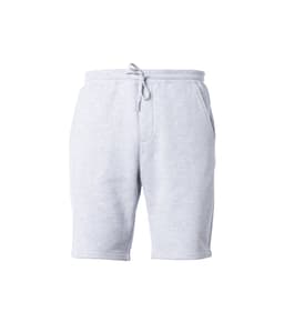 Men's midweight sweatshorts in light grey with a drawstring waist and pockets. Features branding.