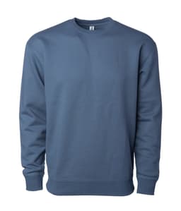 A men's heavyweight crew sweatshirt in a solid blue colour, featuring long sleeves and a simple design.