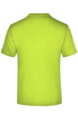 A yellow medium t-shirt with a round neck and short sleeves, featuring a plain back.