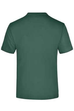 A green t-shirt displayed from the back, featuring a plain design and a logo.
