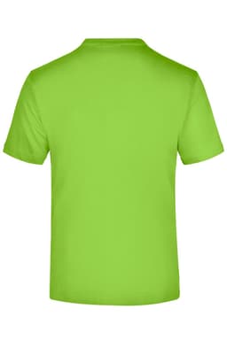 A bright green t-shirt with a simple design and a logo on the back.