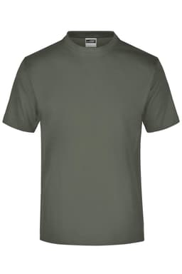 A green t-shirt with a simple crew neck design and short sleeves. It features a logo on the label.