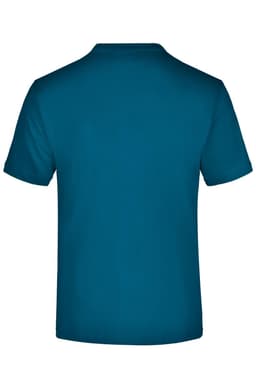 A plain teal T-shirt with a round neck and short sleeves. The back view is shown, featuring no visible logos.