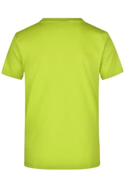 A lime green T-shirt featuring a plain back. The shirt has a simple design and includes a logo.