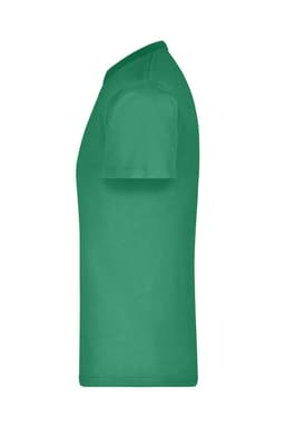 A green t-shirt displayed from the side, featuring short sleeves and a simple design. It has a logo on the chest.