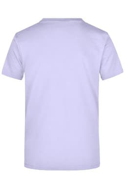 A purple t-shirt with short sleeves and a plain back, featuring a logo at the front.