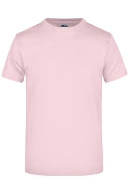 A light pink t-shirt featuring a classic crew neck and short sleeves. The shirt has a visible logo.