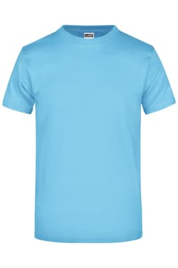 A blue Round-T Heavy t-shirt displayed flat, featuring short sleeves and a crew neck. It has a logo on the label.