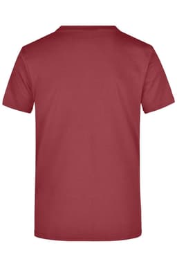A maroon T-shirt with a classic fit and short sleeves, featuring a plain back and no visible branding.