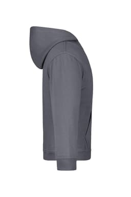 A grey hooded sweat jumper for juniors, featuring a classic hoodie design and a logo on the front.