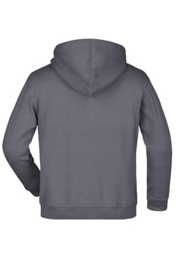 A grey hooded sweatshirt with a plain back and no visible logos or branding.
