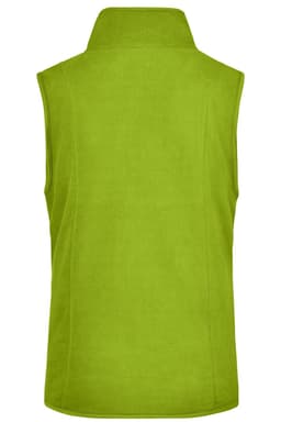 A sleeveless microfleece vest in bright green, featuring a high collar and a simple design.