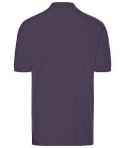 A classic polo shirt in dark purple with a smooth texture and a collar. It features a brand logo.