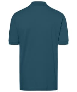 A classic polo shirt in a deep teal colour, featuring a collar and short sleeves. The shirt has a logo on it.