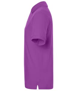A purple polo shirt with a classic fit, featuring a collared neckline and short sleeves. It has a logo on the chest.