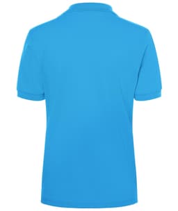 A blue Classic Polo Ladies shirt featuring a simple design and a logo on the back.