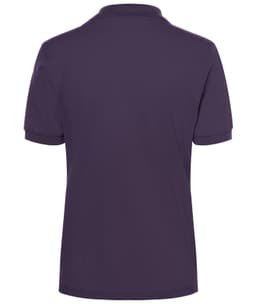 A purple ladies' polo shirt displayed from the back, featuring a simple design and a collar.